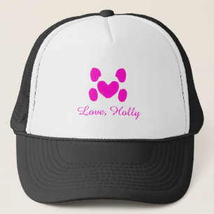 Hundeherz Pfote rosa Haustier Name Text Tier Katze Truckerkappe