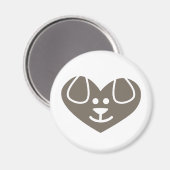Hundeherz Warmgrau Magnet (Vorderseite/Rückseite)