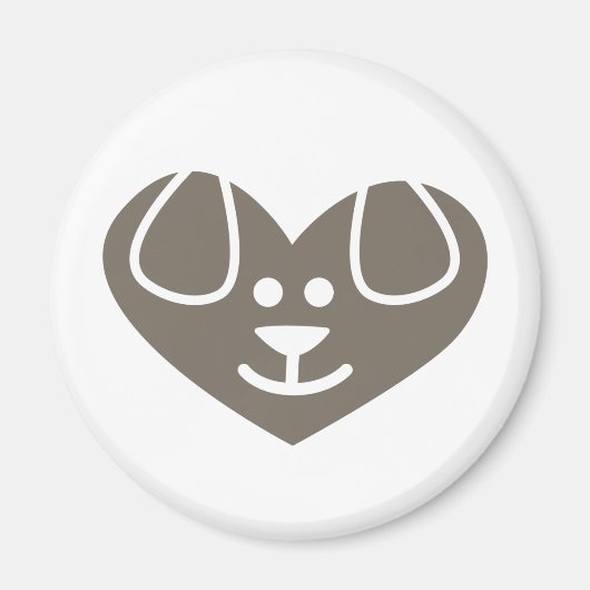 Hundeherz Warmgrau Magnet (Vorne)