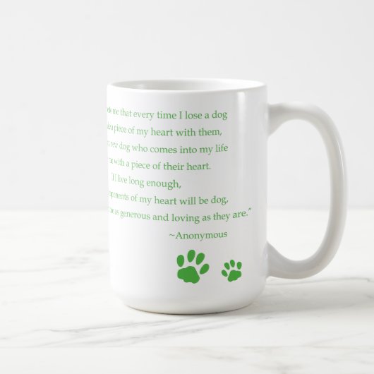 Hundeherz-Zitat-Tasse Kaffeetasse (Rechts)