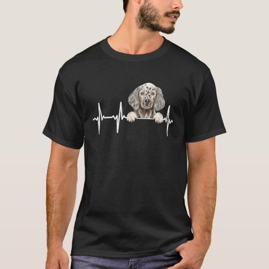 Hundeherzschlag für English Setter T-Shirt (Vorderseite)