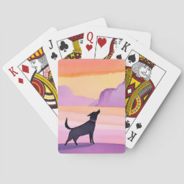 Hundeheulen | Schwarze Hunde-Wasserfarben-Silhouet Spielkarten