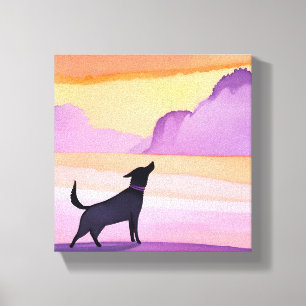 Hundeheulen   Wasserfarben-Silhouette schwarzer Hu Leinwanddruck