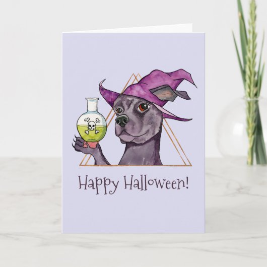 Hundehexe, glückliches Halloween Feiertagskarte (Vorderseite)