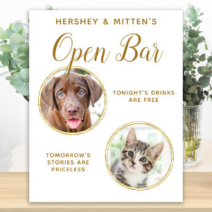 Hundehochzeit offene Bar Foto Elegante Gold Geträn Poster