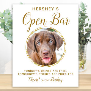 Hundehochzeit Open Bar Hunde-Foto Elegante Gold Ge Poster