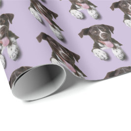 Hundehund auf lila geschenkpapier