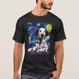 Hundehund, der an der Starry Night Dotted Dalmatin T-Shirt