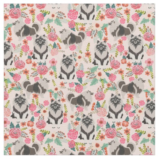 Hundehund Vintage Blumen pink Stoff (Nahaufnahme)