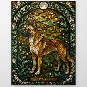 Hundehütte-Dämmerung-Illumina-Buntglas Postkarte