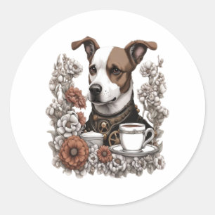 Hundekaffee Runder Aufkleber