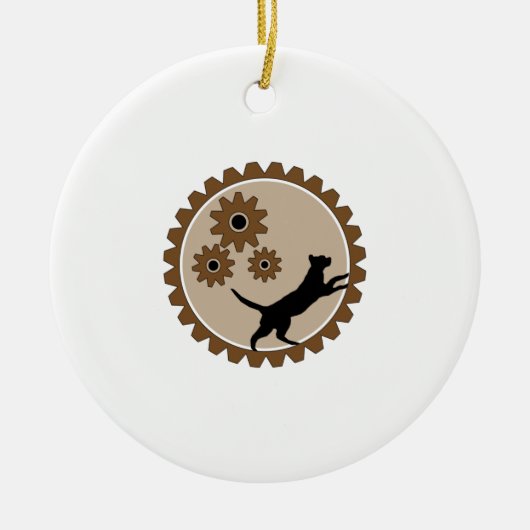 Hundekäfig mit Rädern Keramik Ornament (Vorne)