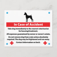 Hundekäfigkarte im Notfall