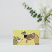 Hundekatze und Vogel - Gelb Visitenkarte (Stehend Vorderseite)