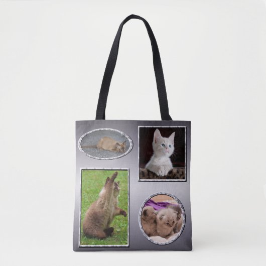 Hundekatze Vier Lieblings-Foto-Collage Tasche (Vorderseite)