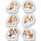 Hundeklebepackung mit niedlichem Beagle Aufkleber (Vorderseite)