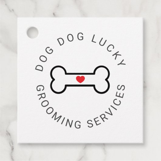 Hundeknochen mit Herz Geschenkanhänger (Vorderseite)