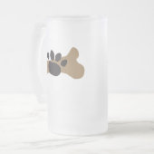 Hundeknochen u. Tatzen-Druck Mattglas Bierglas (Vorderseite Links)
