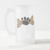Hundeknochen u. Tatzen-Druck Mattglas Bierglas (Links)