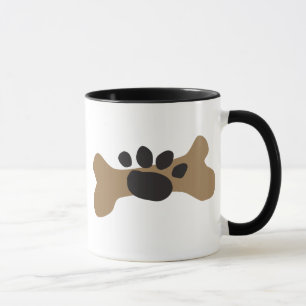 Hundeknochen u. Tatzen-Druck Tasse