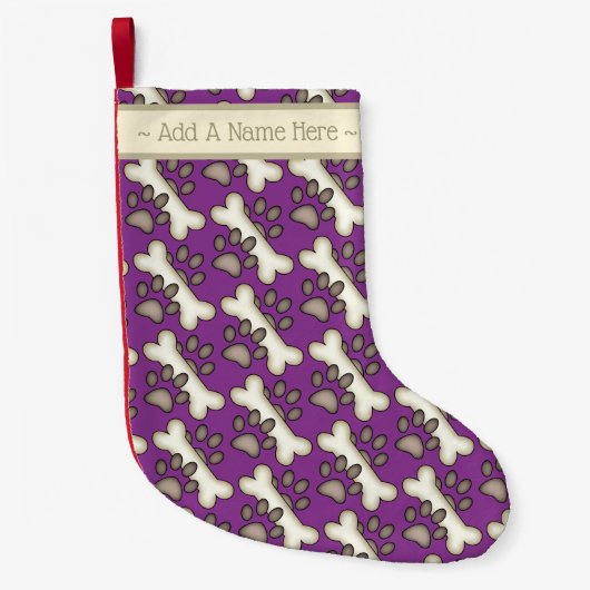 Hundeknochen und Pawprint Kleiner Weihnachtsstrumpf (Vorderseite)