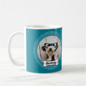 Hundeknochen und Polka Dot Pet Foto Frame - blau Kaffeetasse (Links)