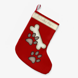 Hundeknochen und schlammiger Tatzen-Druck Kleiner Weihnachtsstrumpf