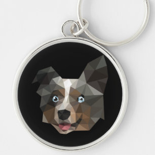 Hundekopf polygonal Design Schlüsselanhänger