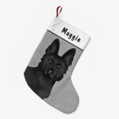 Hundekopf und Individuelle Name der Schwarzen Schä Kleiner Weihnachtsstrumpf (Vorderansicht (hängend))