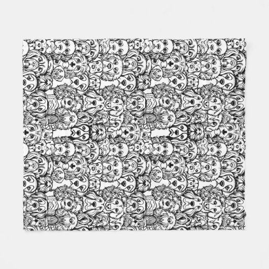 Hundekopfmuster Fleecedecke (Vorderseite (Horizontal))