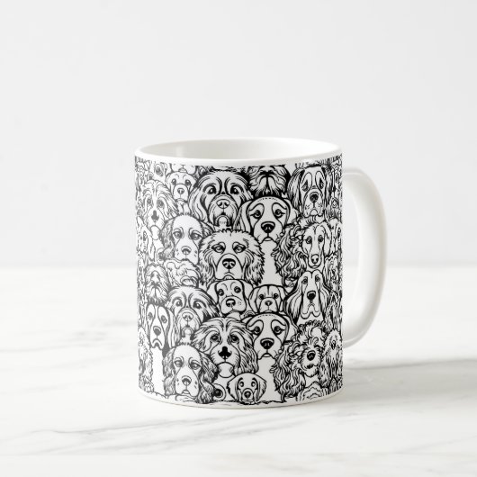 Hundekopfmuster Kaffeetasse (VorderseiteRechts)