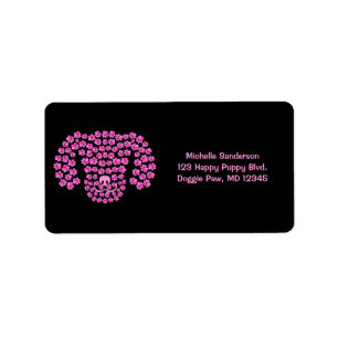 Hundekopplungen / Hot Pink & Black / Adressaufkleber