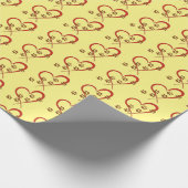 Hundekuchen auf rotem Herz drucken Geschenkpapier (Ecke)