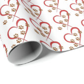 Hundekuchen auf rotem Herz drucken Geschenkpapier (Rolleneckpunkt)