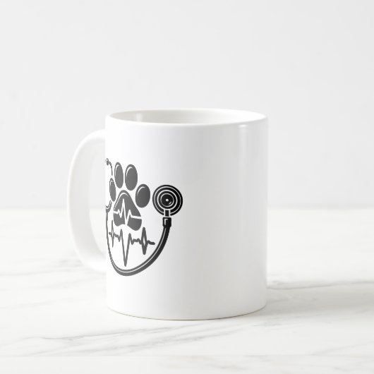 Hundekuh und Stethoskop mit Puls Kaffeetasse (Vorderseite Links)