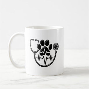 Hundekuh und Stethoskop mit Puls Kaffeetasse