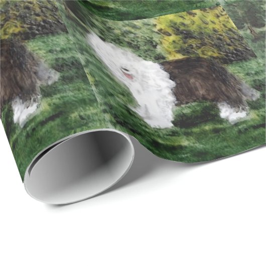 Hundekunst-alte englische Schäferhunde Geschenkpapier (Rolleneckpunkt)