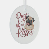 Hundekuss .Pugs & Kisses Watercolor Tee Ornament Aus Glas (Vorderseite Rechts)