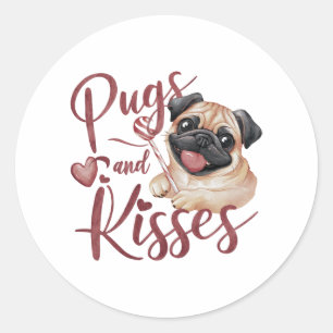 Hundekuss .Pugs & Kisses Watercolor Tee Runder Aufkleber