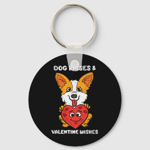 Hundeküsse und Valentinstagswünsche Süßer Corgi He Schlüsselanhänger