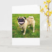 Hundelächeln-Mops niedlich Karte (Gelbe Blume)