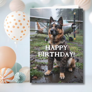 Hundelampfflugzeug Funny vom Geburtstag Karte