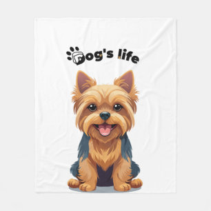 Hundeleben Spaß Yorkshire Terrier Illustration Fleecedecke