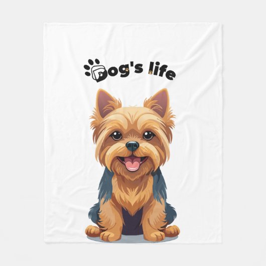 Hundeleben Spaß Yorkshire Terrier Illustration Fleecedecke (Vorderseite)
