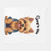 Hundeleben Spaß Yorkshire Terrier Illustration Fleecedecke (Vorderseite (Horizontal))