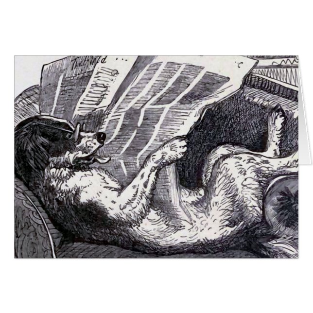 "Hundelesezeitungs-" Vintage Illustration (Vorderseite (Horizontal))