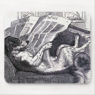 "Hundelesezeitungs-" Vintage Illustration Mousepad