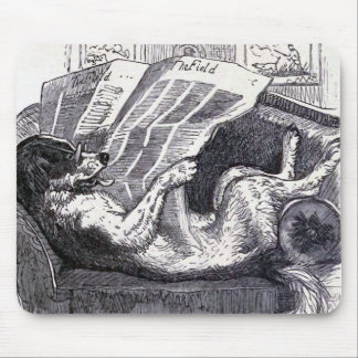 "Hundelesezeitungs-" Vintage Illustration Mousepad