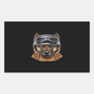 Hundelhund-Helm-Geschenk für Fahrradfahrer Rechteckiger Aufkleber