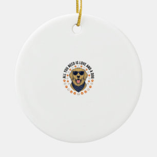 Hundeliebe Vintage Retriever Pfotenabdruck-Shirt-D Keramik Ornament